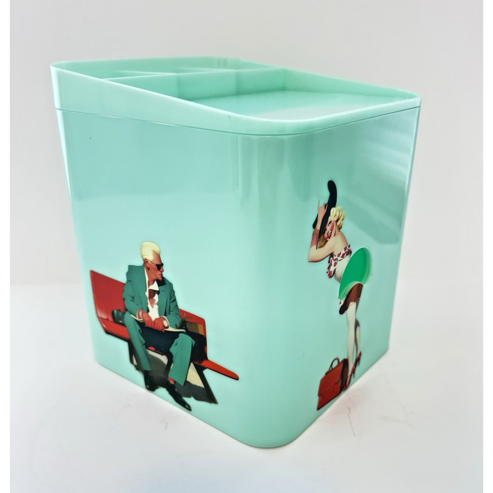 Novelty Skirt Tissue Box Cover Pinup Girl Mint Green Storage Top Vintage Style - Picture 2 of 8